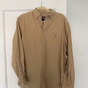 Vineyard Vines Men's Casual Tan Button Down Shirt